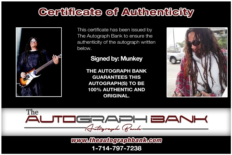 Munky — Munky Korn Authentic signed Rock 10x15 photo W/Certificate Autographed (26-k), image 2