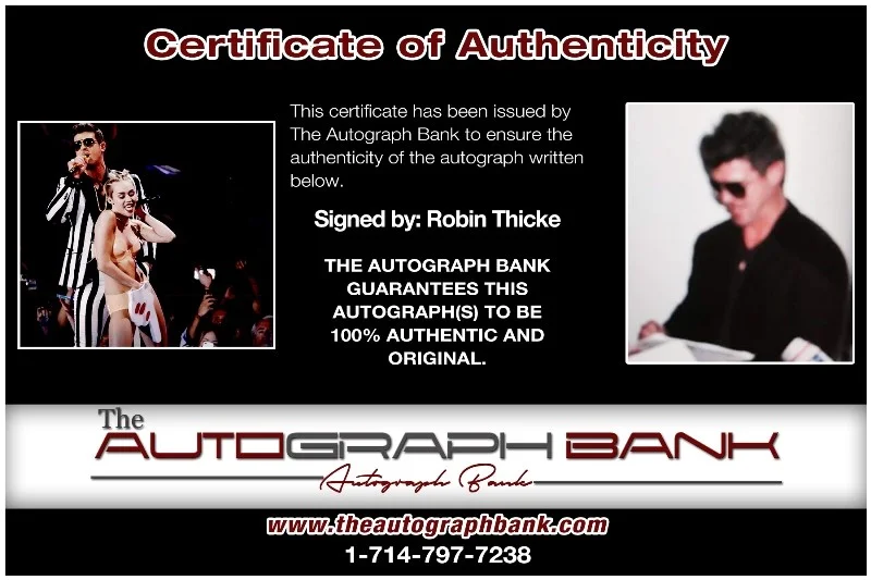 Robin Thicke — Robin Thicke Authentic signed rock 10x15 photo W/Certificate Autographed (26-f), изображение 2