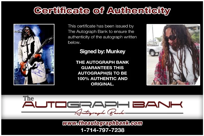 Munky — Munky Korn Authentic signed Rock 10x15 photo W/Certificate Autographed (26-f), image 2