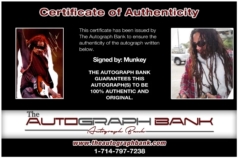 Munky — Munky Korn Authentic signed Rock 10x15 photo W/Certificate Autographed (26-o), image 2