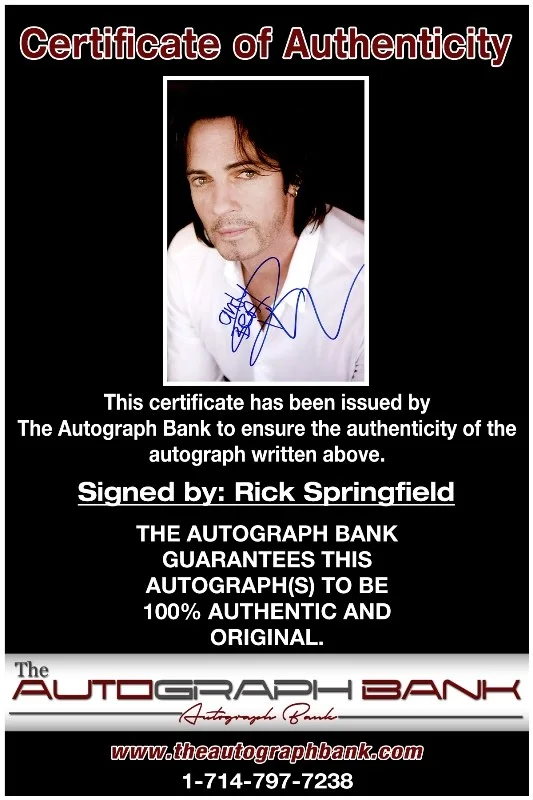 Rick Springfield — Rick Springfield Zoot Authentic signed rock 10x15 photo W/Cert Autographed 226-g, изображение 2