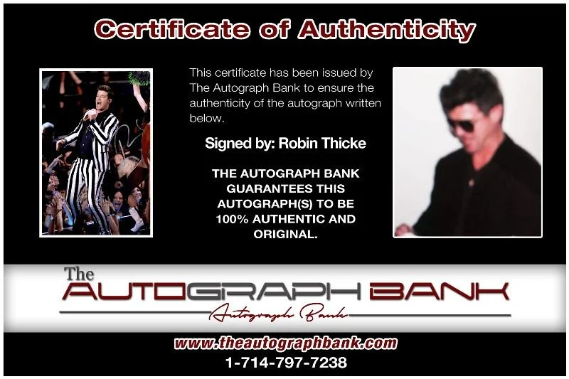 Robin Thicke — Robin Thicke Authentic signed rock 10x15 photo W/Cert Autographed 127b2, изображение 2