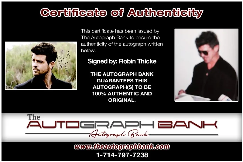 Robin Thicke — Robin Thicke Authentic signed rock 10x15 photo W/Certificate Autographed (26-e), image 2