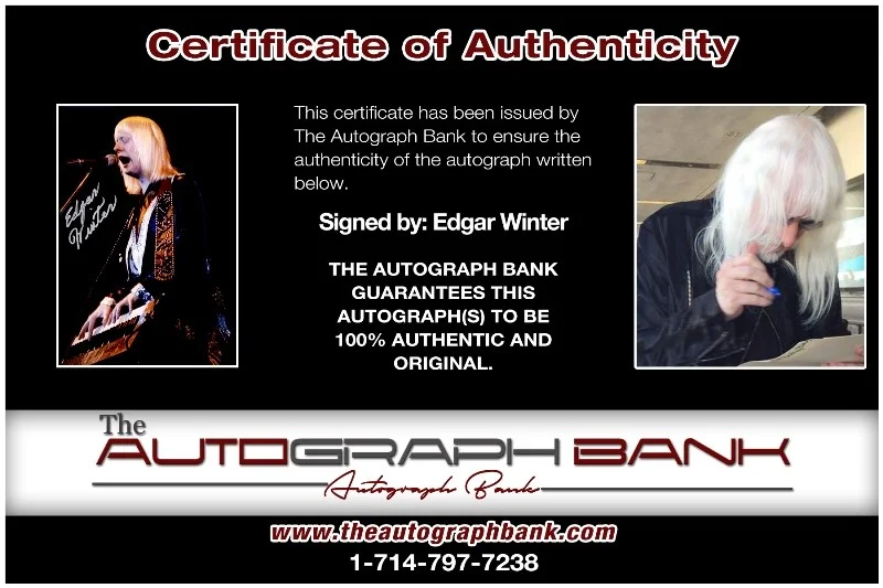Edgar Winter — Edgar Winter Edgar Winter's White Trash signed 10x15 photo |CERT Autograph 26-d, изображение 2
