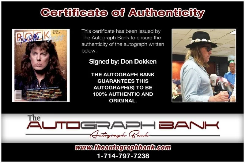 Don Dokken — Don Dokken Dokken Authentic signed rock 10X15 photo W/Cert Autographed B2, изображение 2