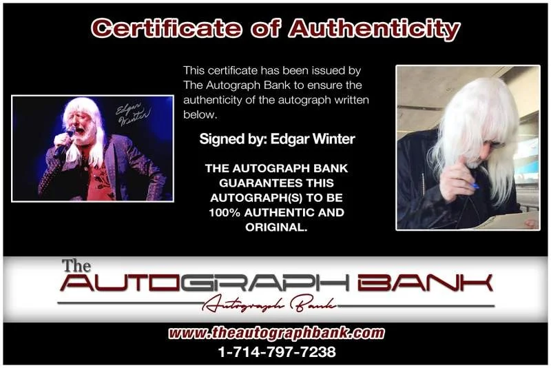 Edgar Winter — Edgar Winter authentic signed rock 10X15 photo W/Certificate Autographed (A0003), изображение 2