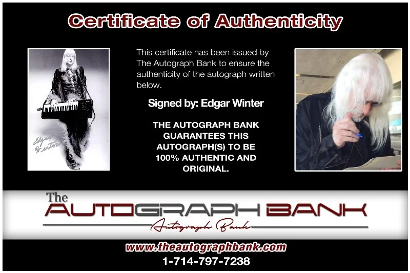 Edgar Winter — Edgar Winter Edgar Winter's White Trash signed 10x15 photo |CERT Autograph 26-a, изображение 2
