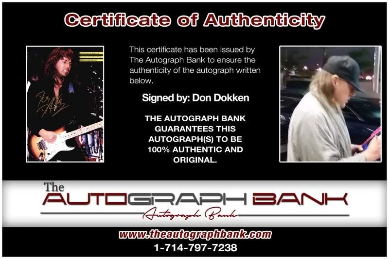 Don Dokken — Dokken Don Dokken authentic signed rock 10X15 photo W/Cert Autographed A0001, изображение 2