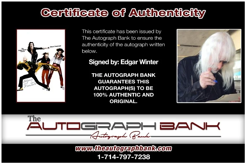 Edgar Winter — Edgar Winter Edgar Winter's White Trash signed 10x15 photo |CERT Autograph 26-b, изображение 2
