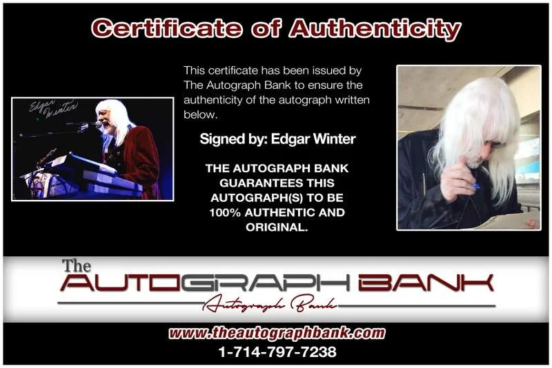 Edgar Winter — Edgar Winter authentic signed rock 10X15 photo W/Certificate Autographed (A0002), изображение 2