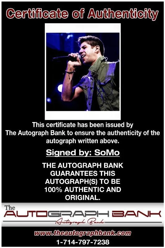 SoMo — SoMo Authentic signed rock 8x10 photo W/Certificate Autographed (411-g), image 2