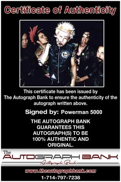 Spider One — Spider One of Powerman 5000 authentic signed Rock 8x10 photo W/Certificate 99, image 2