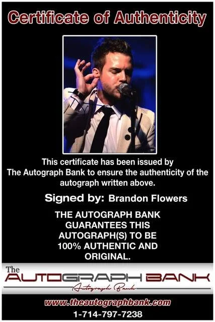 Brandon Flowers — Brandon Flowers of The Killers authentic signed Rock 8x10 photo W/Certificate 16, изображение 2