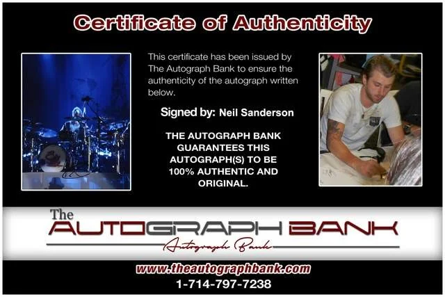 Neil Sanderson — Neil Sanderson of Three Days Grace authentic signed Rock 8x10 photo W/Cert 81, image 2