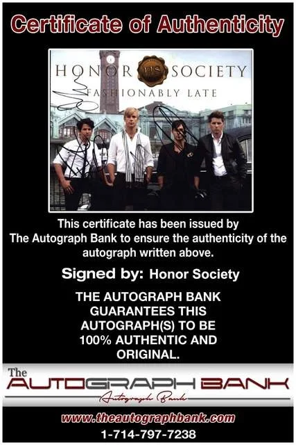 Honor Society — Honor Society authentic signed Rock 8x10 photo W/Certificate 44, изображение 2