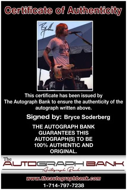 Bryce Soderberg — Bryce Soderberg of Three Days Grace authentic signed Rock 8x10 photo W/Cert 21, image 2