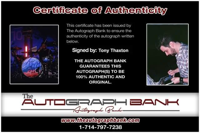 Tony Thaxton — Tony Thaxton of Motion City Soundtrack authentic signed Rock 8x10 photo W/Cert 9, изображение 2