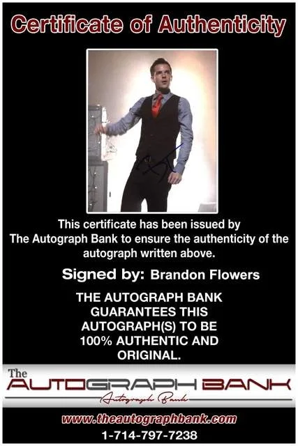 Brandon Flowers — Brandon Flowers of The Killers authentic signed Rock 8x10 photo W/Certificate 17, изображение 2