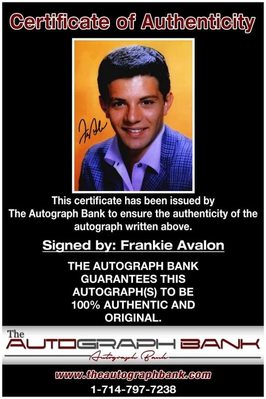 Frankie Avalon — Frankie Avalon authentic signed rock 8x10 photo W/Cert Autographed A0001, image 2