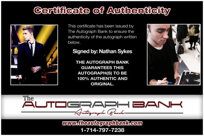 Nathan Sykes — The Wanted Nathan Sykes authentic signed rock 8x10 photo |Cert Autographed A0003, image 2
