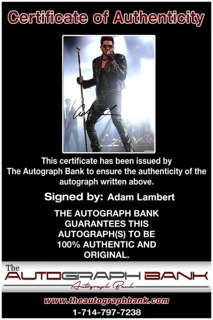 Adam Lambert — Adam Lambert authentic signed Rock 8x10 photo W/Certificate 1, image 2