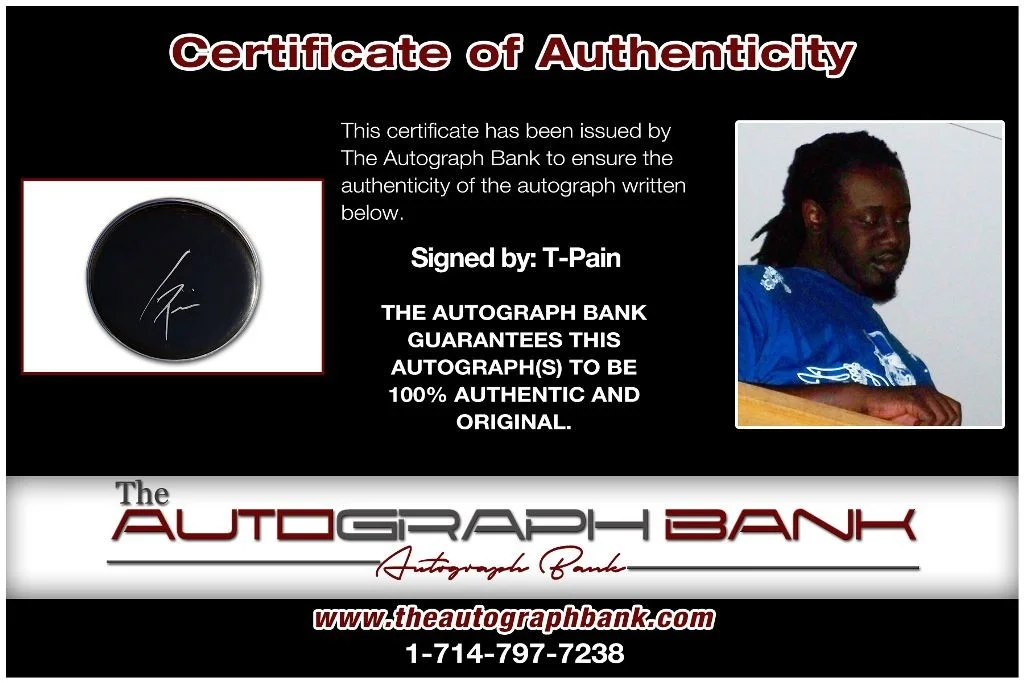 T-Pain — T-Pain authentic signed RAPPER Drumhead W/Certificate Autographed (DH210b), image 2