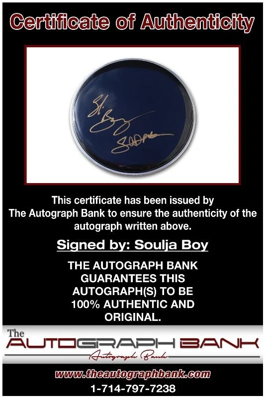 Soulja Boy — Soulja Boy authentic signed RAPPER Drumhead W/Certificate Autographed (1219b1), image 2