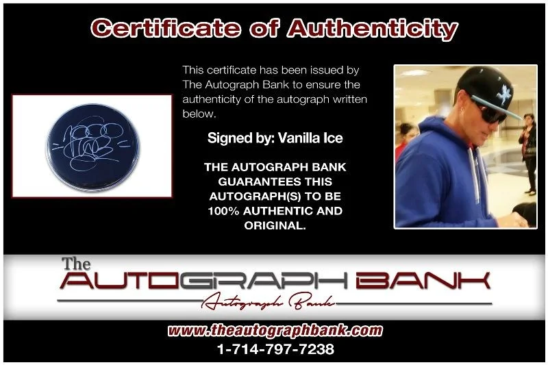 Vanilla Ice — Vanilla Ice authentic signed RAPPER Drumhead W/Certificate Autographed (1219d1), image 2
