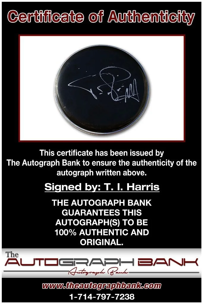 T I Harris — T I Harris P$C authentic signed RAPPER Drumhead W/Cert Autographed 210DHa, image 2