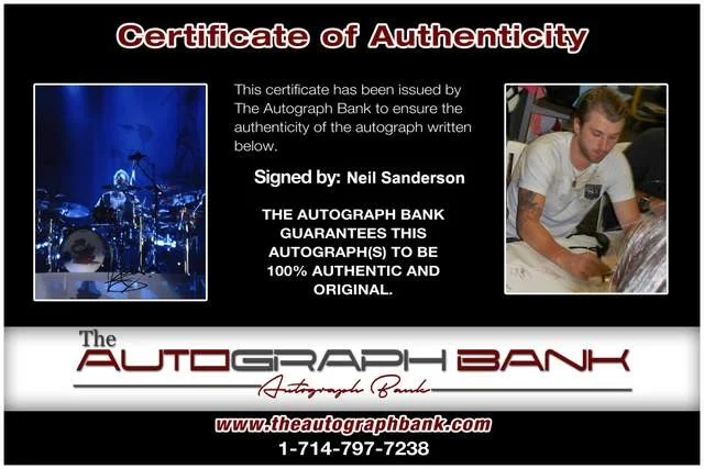 Neil Sanderson — Neil Sanderson of Three Days Grace authentic signed Rock 8x10 photo W/Cert 79, изображение 2