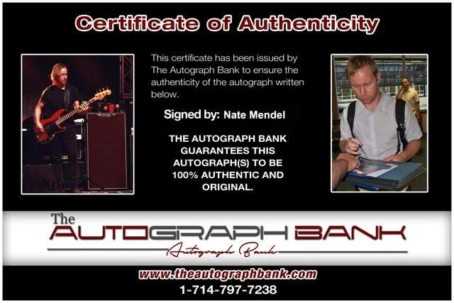Nate Mendel — Nate Mendel of Foo Fighters authentic signed Rock 8x10 photo W/Certificate 77, image 2