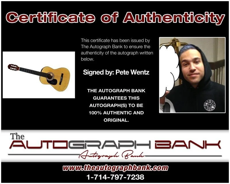 Pete Wentz — Pete Wentz authentic signed acoustic guitar W/ Certificate Autographed (A), image 2