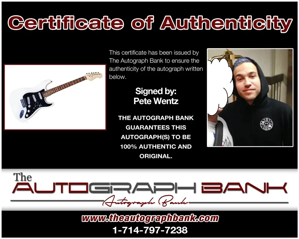 Pete Wentz — Pete Wentz Fall Out Boy authentic signed electric guitar W/Cert Autographed BG1, изображение 2