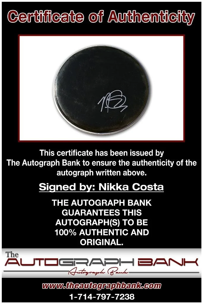 Nikka Costa — Nikka Costa authentic signed Drumhead W/Certificate Autographed (210DHa), image 2