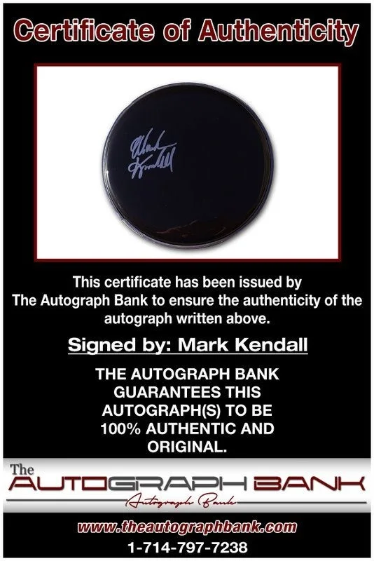 Mark Kendall — Mark Kendall The Great White authentic signed Drumhead W/Cert Autographed A2, image 2