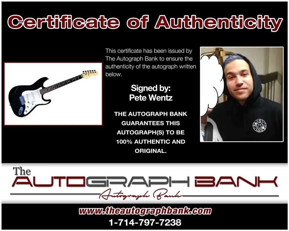 Pete Wentz — Pete Wentz Fall Out Boy authentic signed electric guitar W/Cert Autographed BG4, image 2