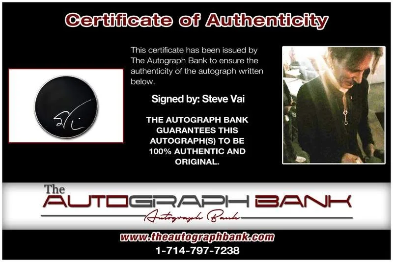 Steve Vai — Steve Vai authentic signed rock drumhead W/Certificate Autographed (A0043), image 2