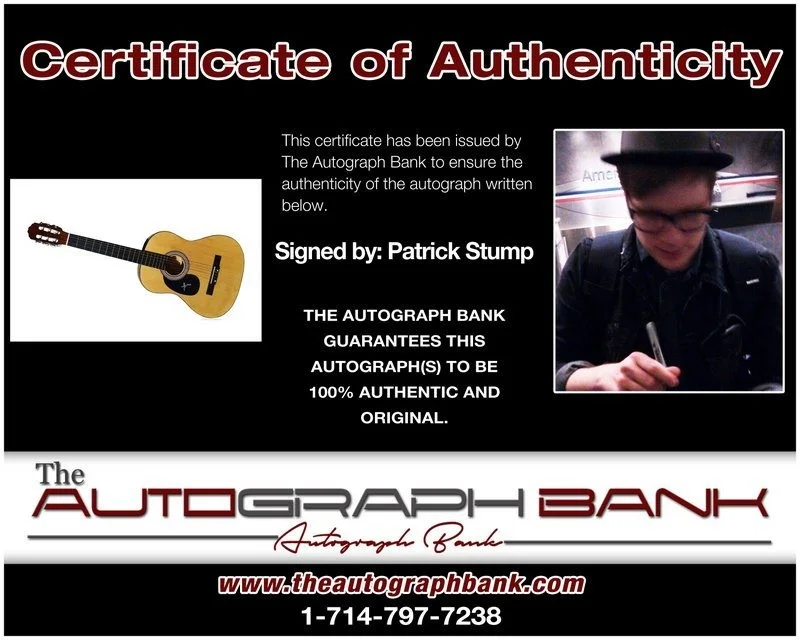 Patrick Stump — Patrick Stump authentic signed acoustic guitar W/ Certificate Autographed (A), image 2