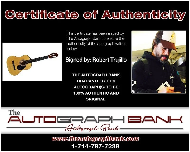 Robert Trujillo — Robert Trujillo authentic signed acoustic guitar W/ Certificate Autographed (A), image 2