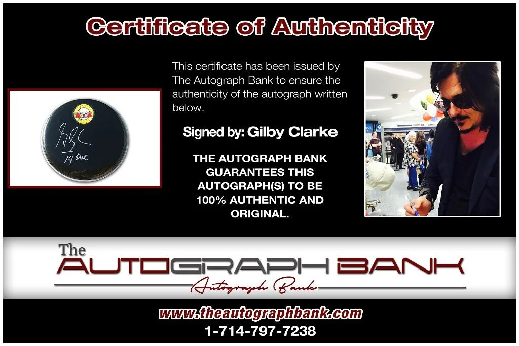 Gilby Clarke — Gilby Clarke Guns N Roses authentic signed Drumhead W/Cert Autographed 210DHc, image 2
