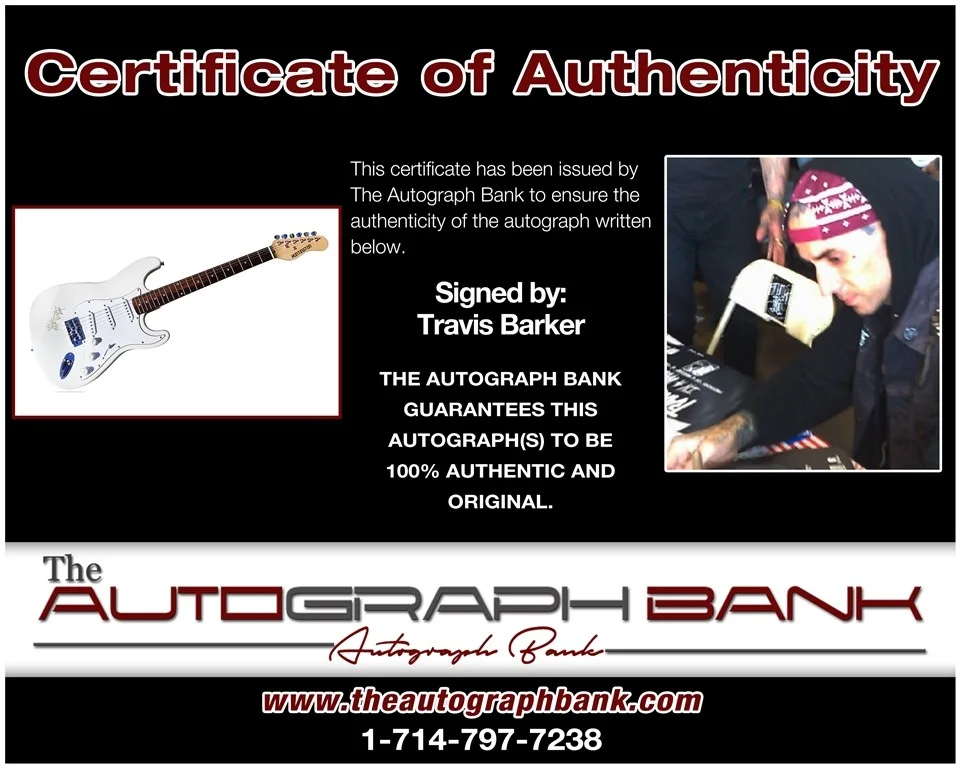 Travis Barker — Travis Barker Blink 182 authentic signed electric guitar W/Cert Autographed BG4, изображение 2