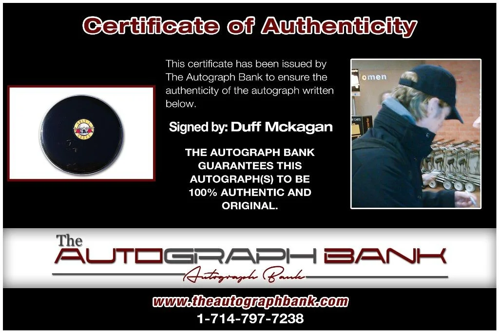 Duff Mckagan — Duff Mckagan Guns N Roses authentic signed Drumhead W/Cert Autographed DH210g, image 2