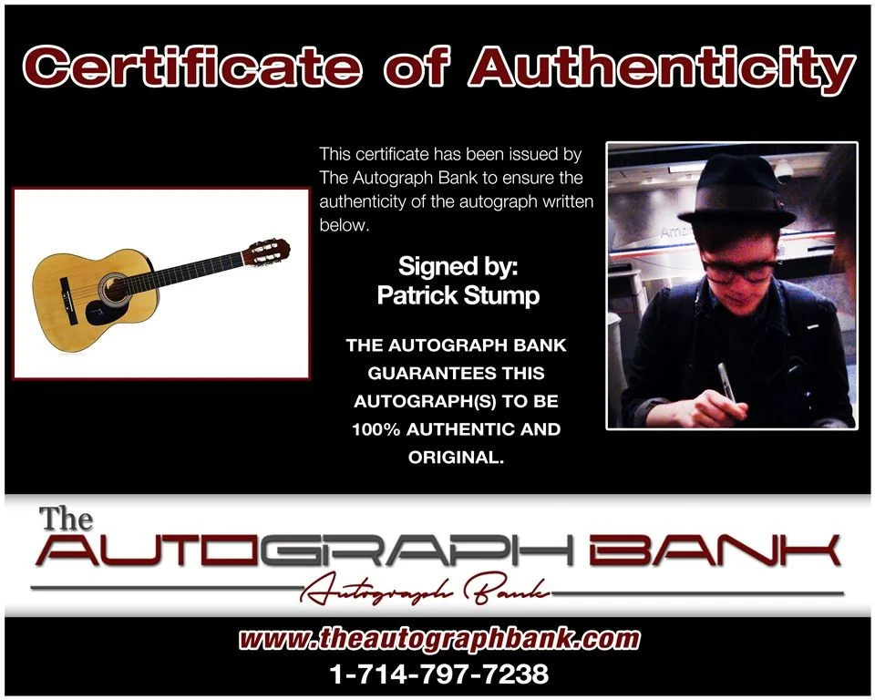 Patrick Stump — Patrick Stump Fall Out Boy signed acoustic guitar w/Certificate Autograph 2316e, image 2