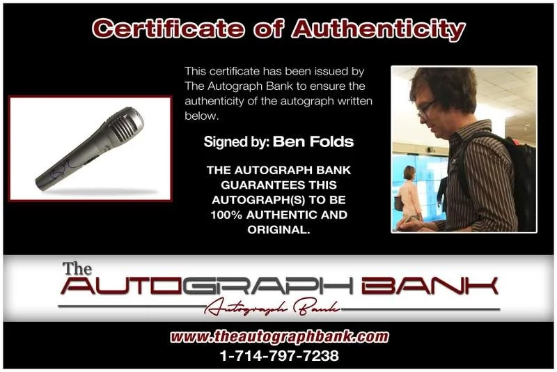Ben Folds — Ben Folds authentic signed rock microphone W/Certificate Autographed (A0029), изображение 2