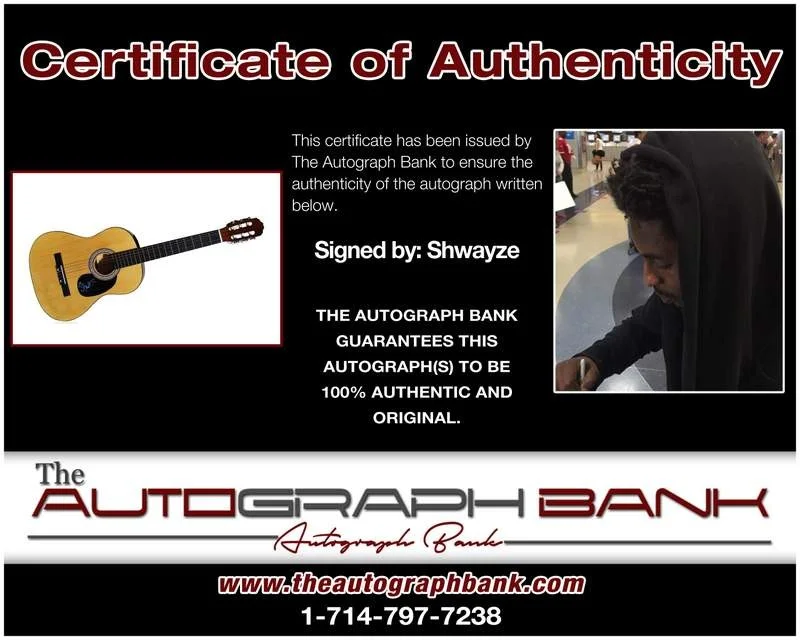 Shwayze — Shwayze authentic signed rap acoustic guitar W/Certificate Autographed (A0016), image 2