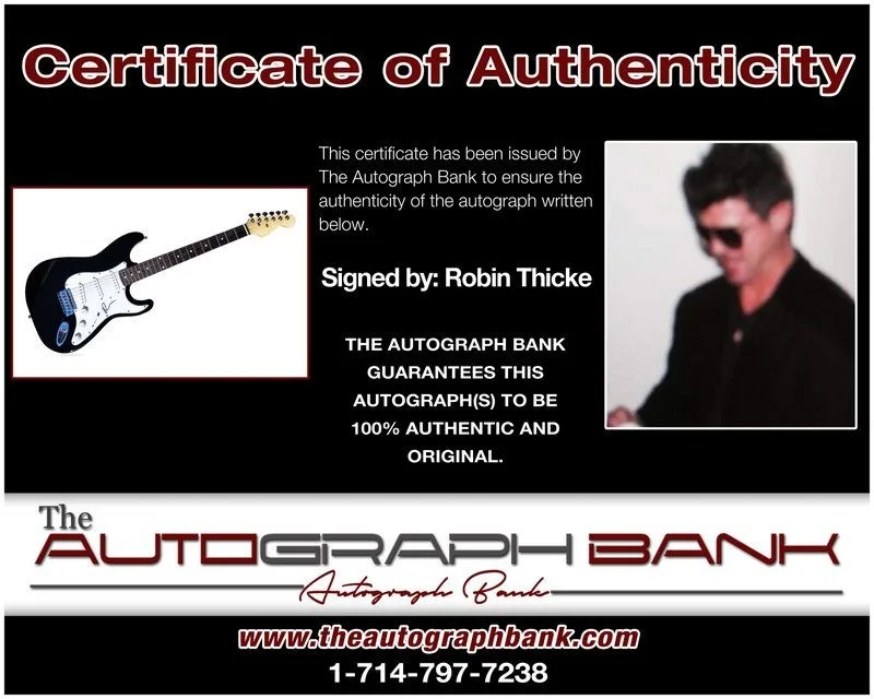 Robin Thicke — Robin Thicke authentic signed electric guitar W/ Certificate Autographed (A2), image 2