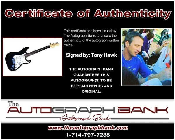 Tony Hawk — Tony Hawk authentic signed electric guitar W/ Certificate Autographed (122a1), image 2