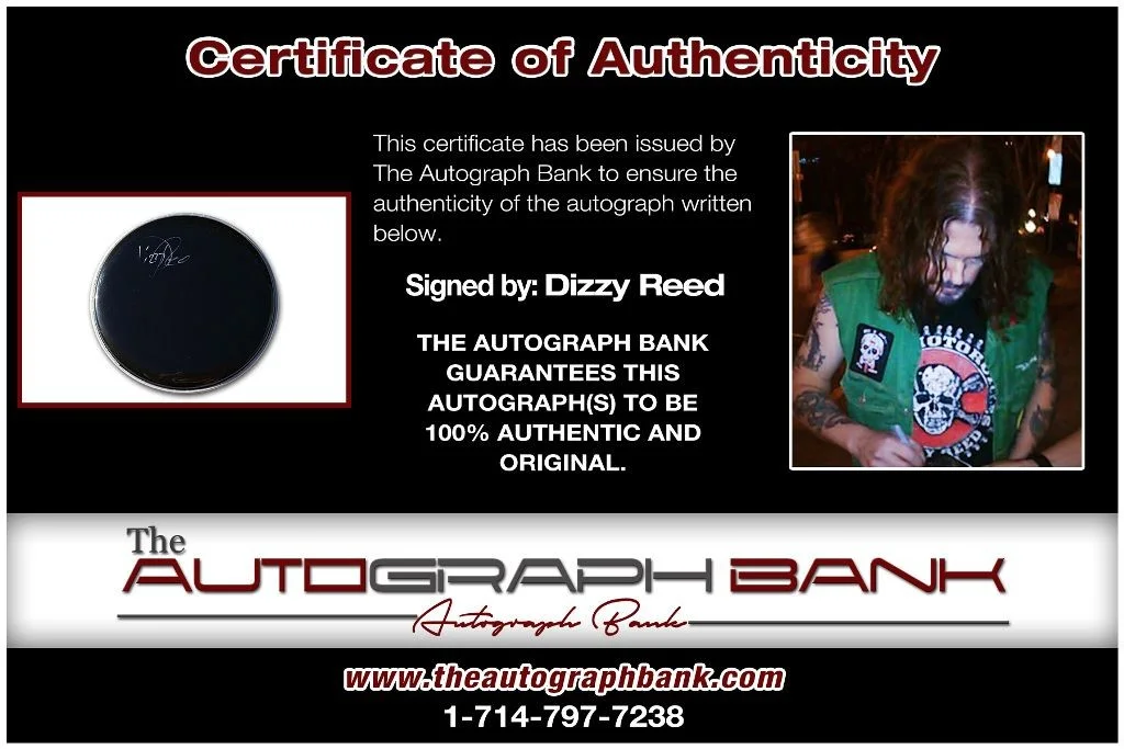 Dizzy Reed — Dizzy Reed Guns N Roses authentic signed Drumhead W/Cert Autographed DH210d, image 2