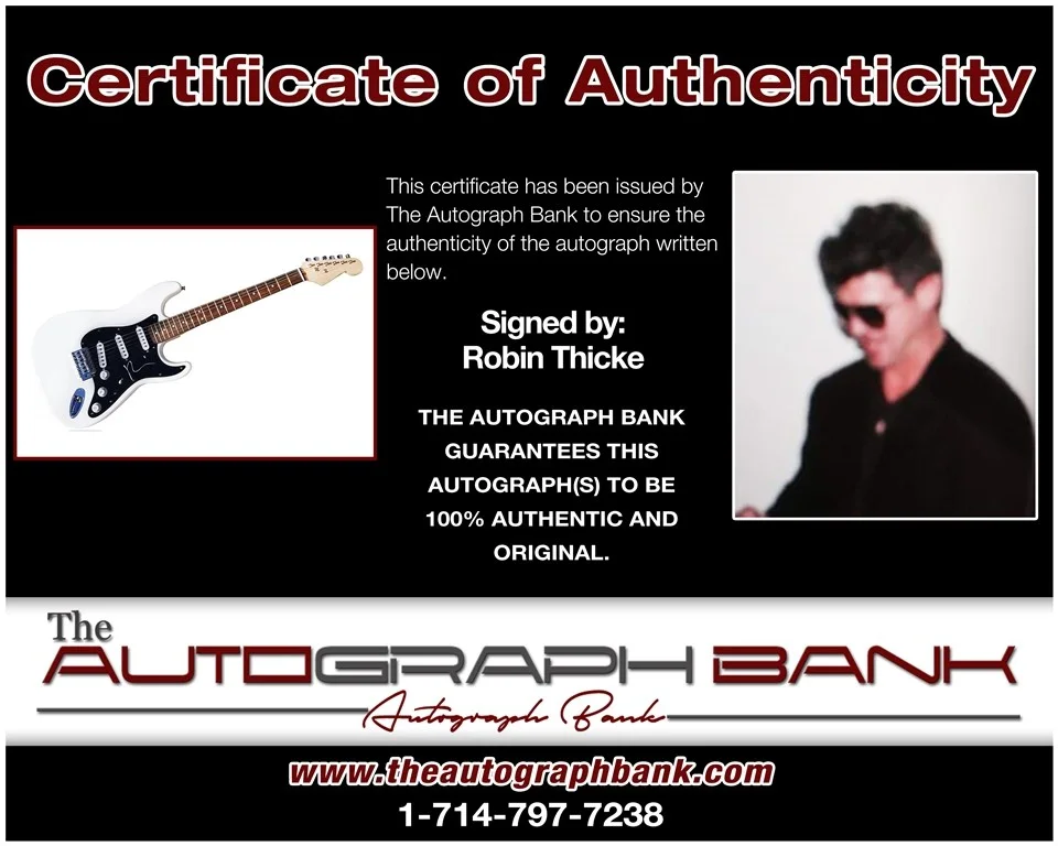 Robin Thicke — Robin Thicke authentic signed electric guitar W/ Certificate Autographed W223a, image 2