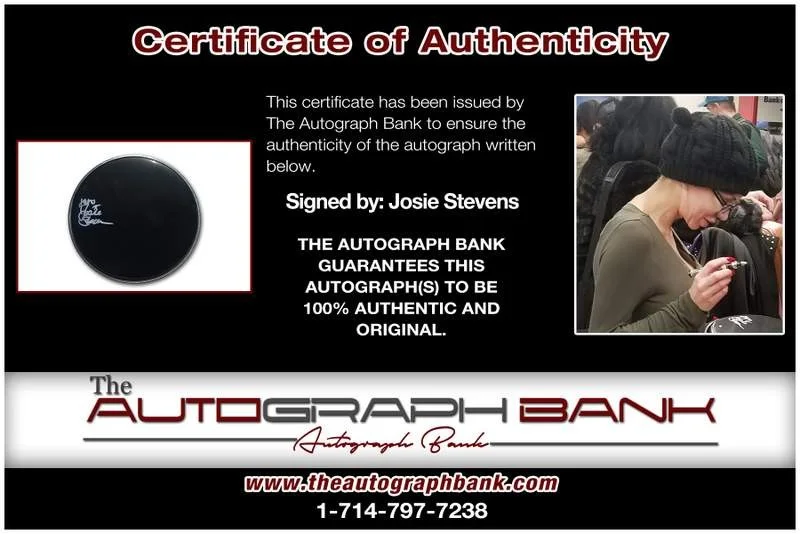 Josie Stevens — Josie Stevens authentic signed rock drumhead W/Certificate Autographed (A0001), image 2